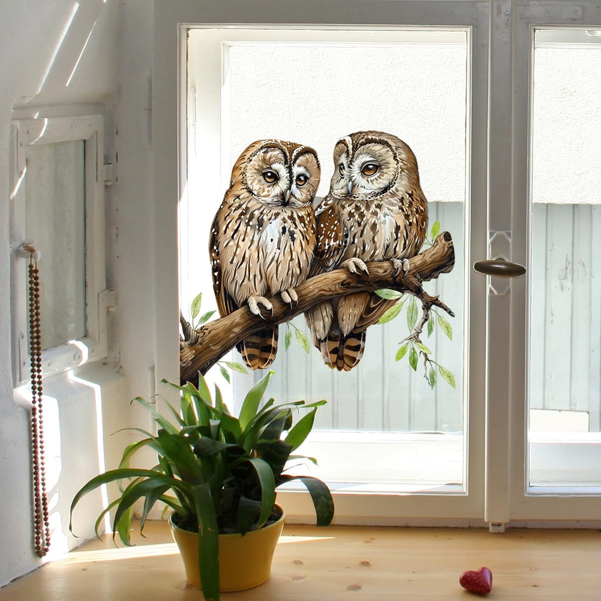 JM Life Tree Branch Owl Wall Sticker Living Room Bedroom Glass Window Double Sided Sticker (2 Sets)