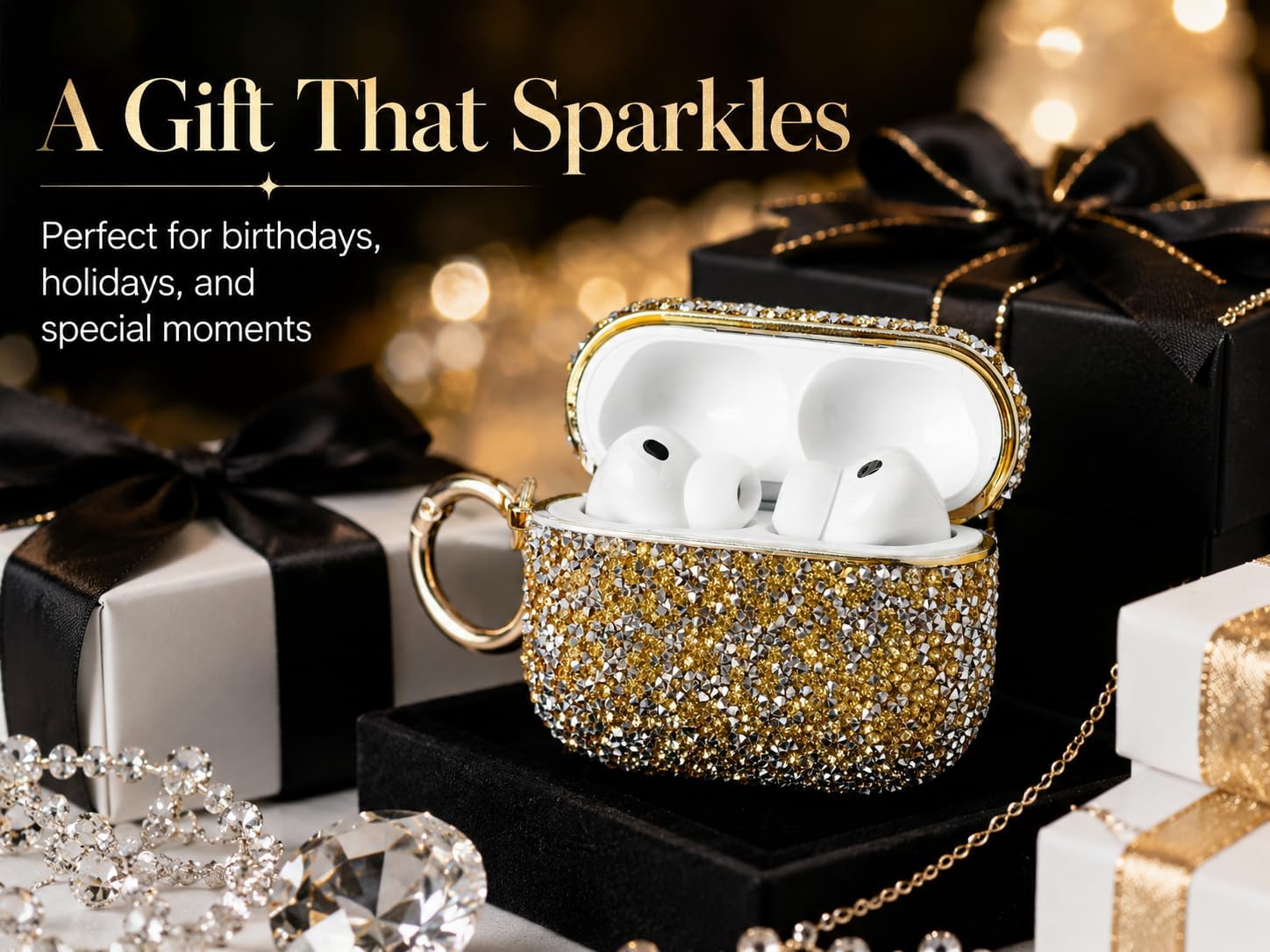 Bling Rhinestone Case Compatible with AirPods 4 & AirPods 5