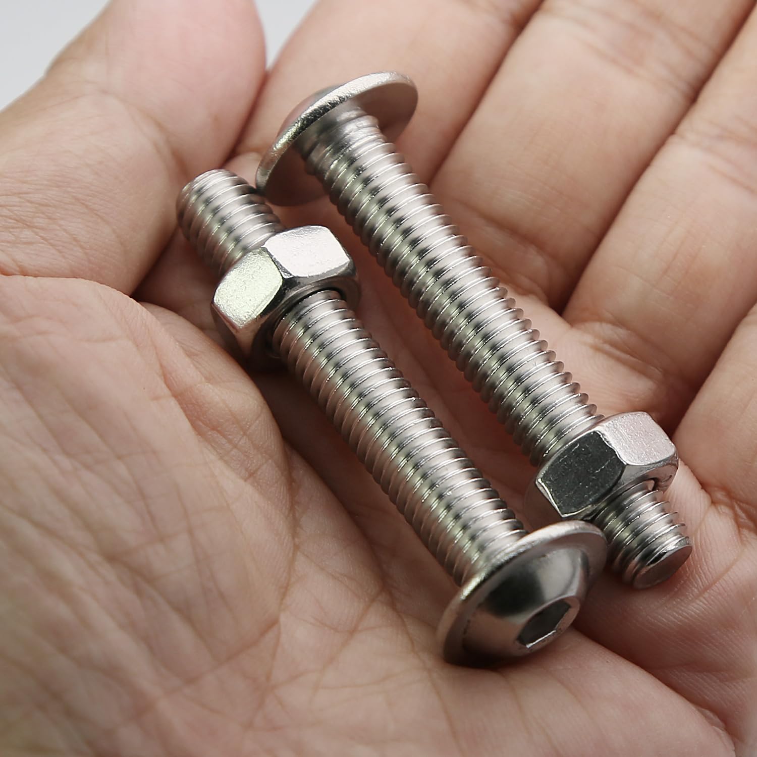 (10 pcs) M8 x 50mm Hex Socket Screws with Flange and Nuts Set 304 Stainless Steel Pan Head Screws, silver tone, M8x50mm (10 Pieces) - Image 4