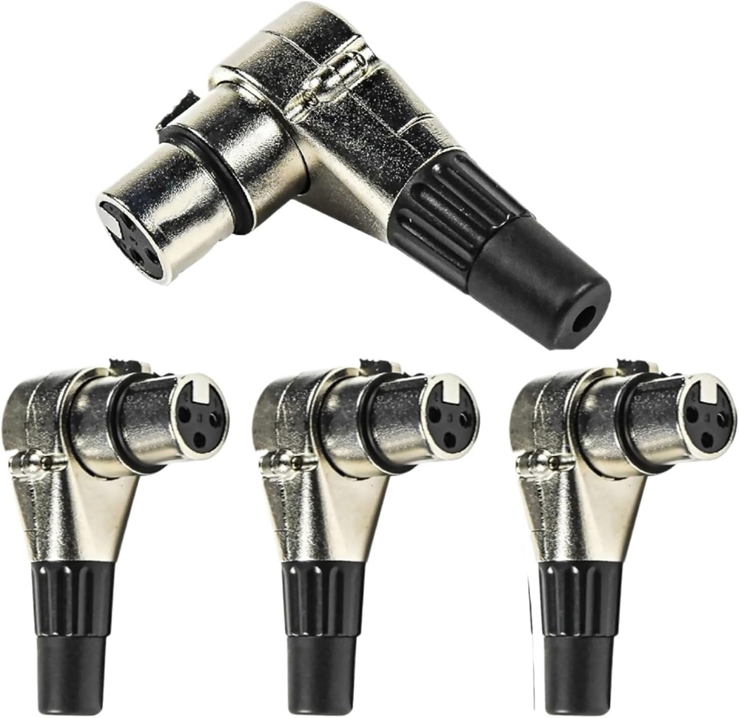4Pcs 3Pin Right Angle Connector Female Jack Micphone Audio Cable 90Degree L Shaped Adapter
