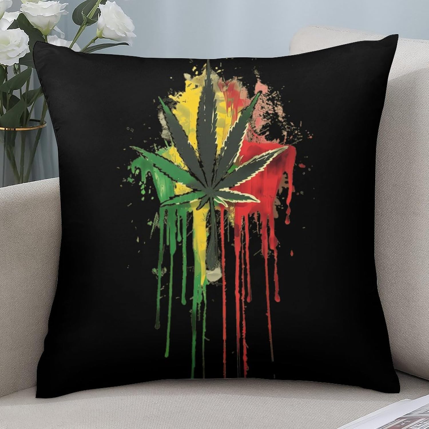 Funny Weed Printed Throw Pillow Case 4 Pcs Soft Pillowcases Pillows Covers Sofa Bed Decor 12/14/16/17/18/20/22/24/32 Inches
