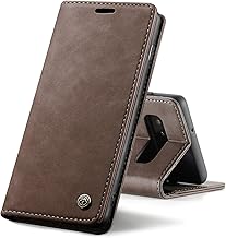 Leather Case for Samsung Galaxy S10 Plus, Protective PU Leather Wallet Case, Magnetic Closure, Card Slots, Stand Function, Coffee