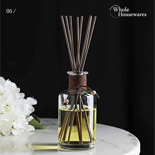 Miniatura 5 de WHOLE HOUSEWARES Juego de 4 botellas difusoras con palitos Botella difusora de vidrio vacía de 7.5 onzas para aceites esenciales Contenedor