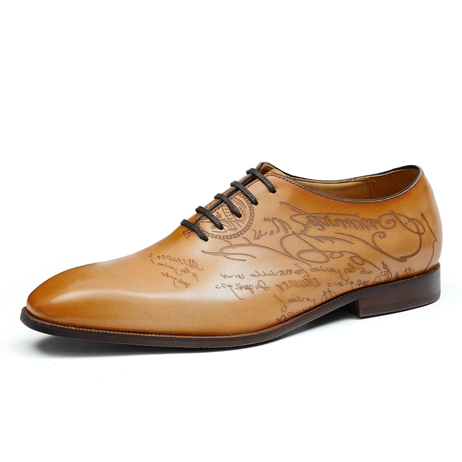 Générique Oxfords Formels en Cuir Poli pour Hommes Chaussures Habillées Rétro à Lacets Faites à la Main