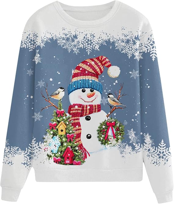 Tutukyle Pull Moche De Noël Femme - Col Rond Manche Longue Chaud Hiver - Col En Fourrure De Renne Rouge