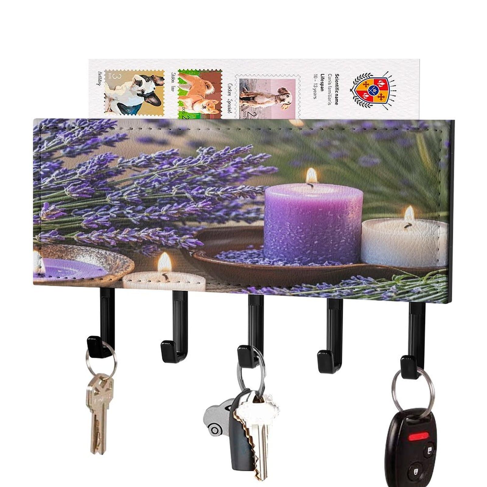 Soporte de pared para llaves de lavanda púrpura ideal para entradas