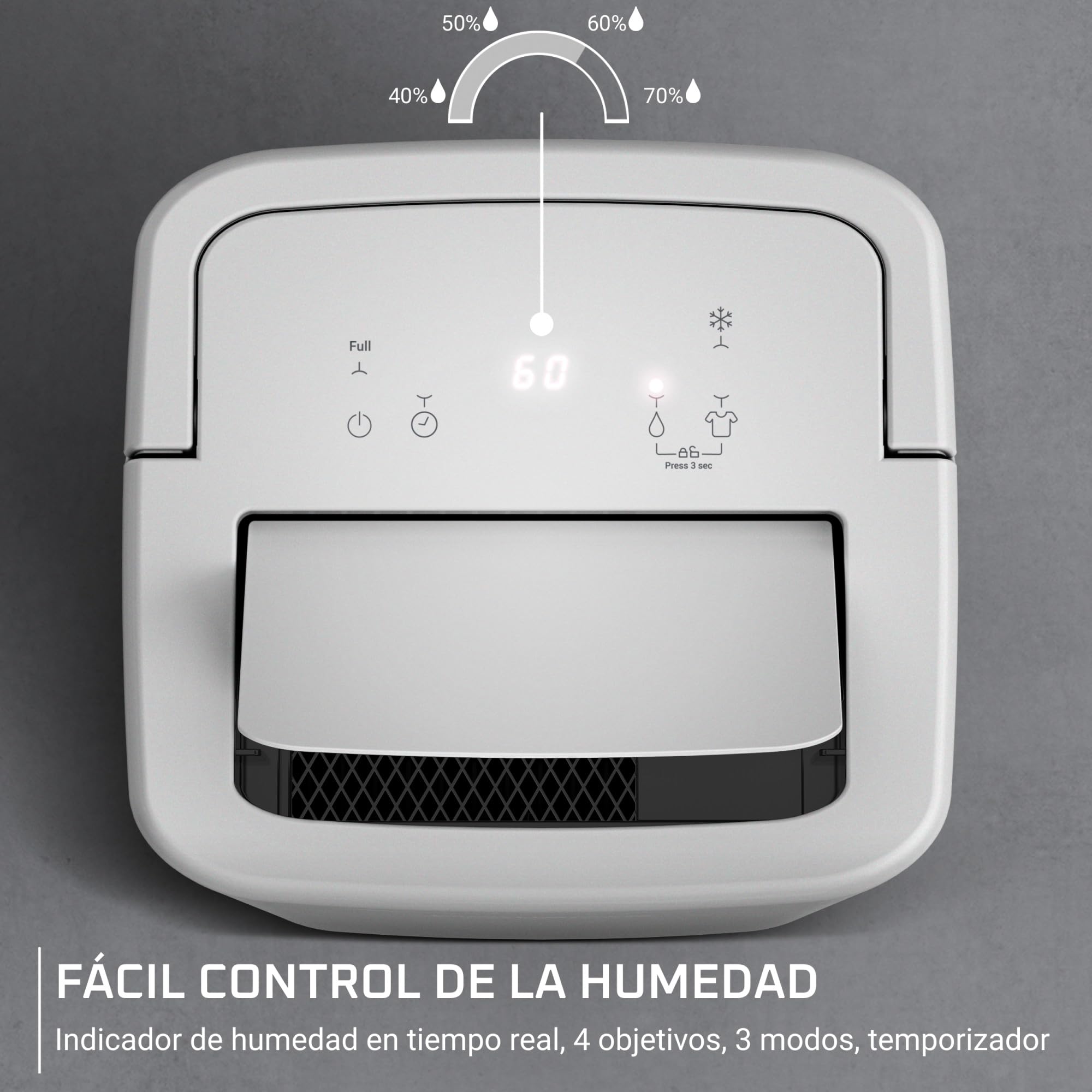 Rowenta Extreme Dry Compact, deshumidificador, secado de ropa DH5260 | Deshumidificador 16L/día para Habitaciones hasta 40m², Secado Ropa 30% Más Rápido, Silencioso, Color: Blanco