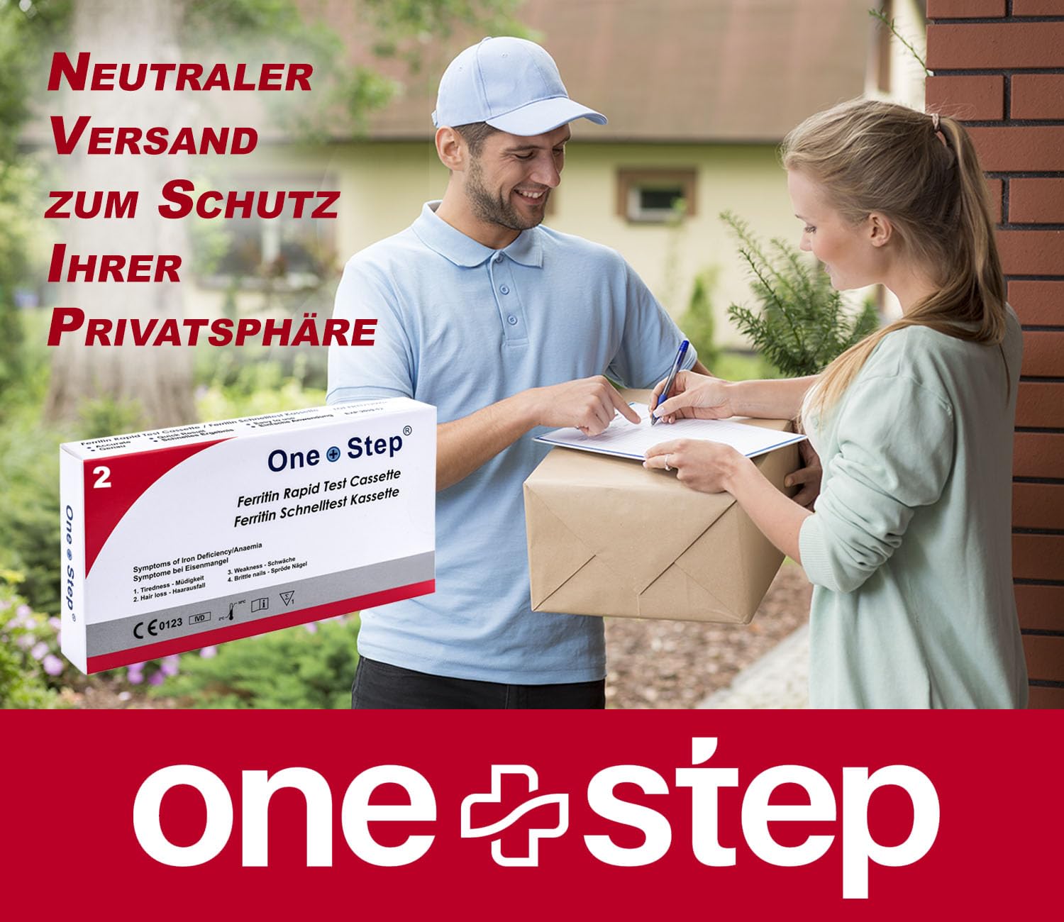 2 x One+Step Eisenmangel Test I Eisenwert Selbsttest I Ferritin Test für zuhause I Erkennung Eisen Mangel bei Haarausfall, Erschöpfung oder Kopfschmerzen I Eisentest mit schnellem Ergebnis