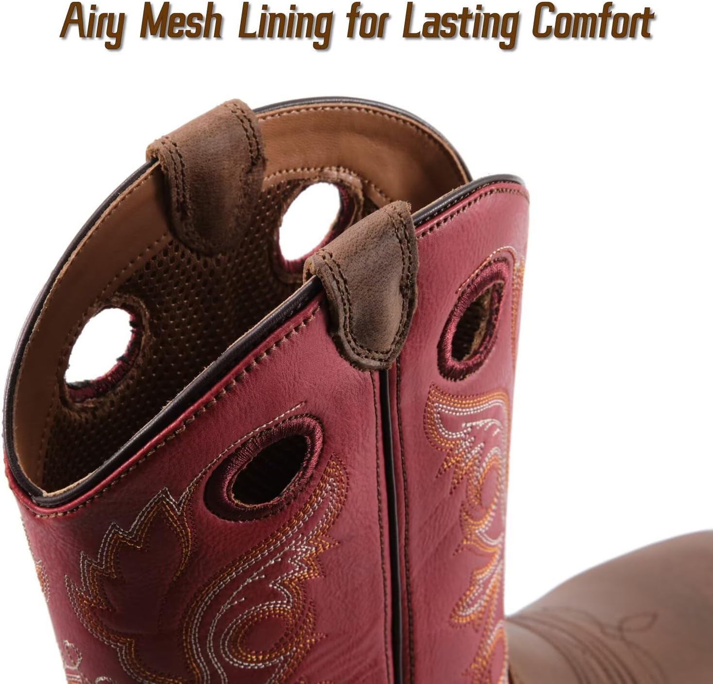 SUREWAY ウエスタンブーツ メンズ スクエアトゥ カウボーイブーツ、耐油/滑り止め、耐久性 ファッショナブル クラシック プル