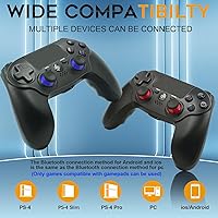Vista 2 de citnh 2 Pack Wireless Controller for PS4，Compatible with PS4/Slim/Pro/PC，Double Shock 6-Axis Motion Sensor，Built-in Speaker &