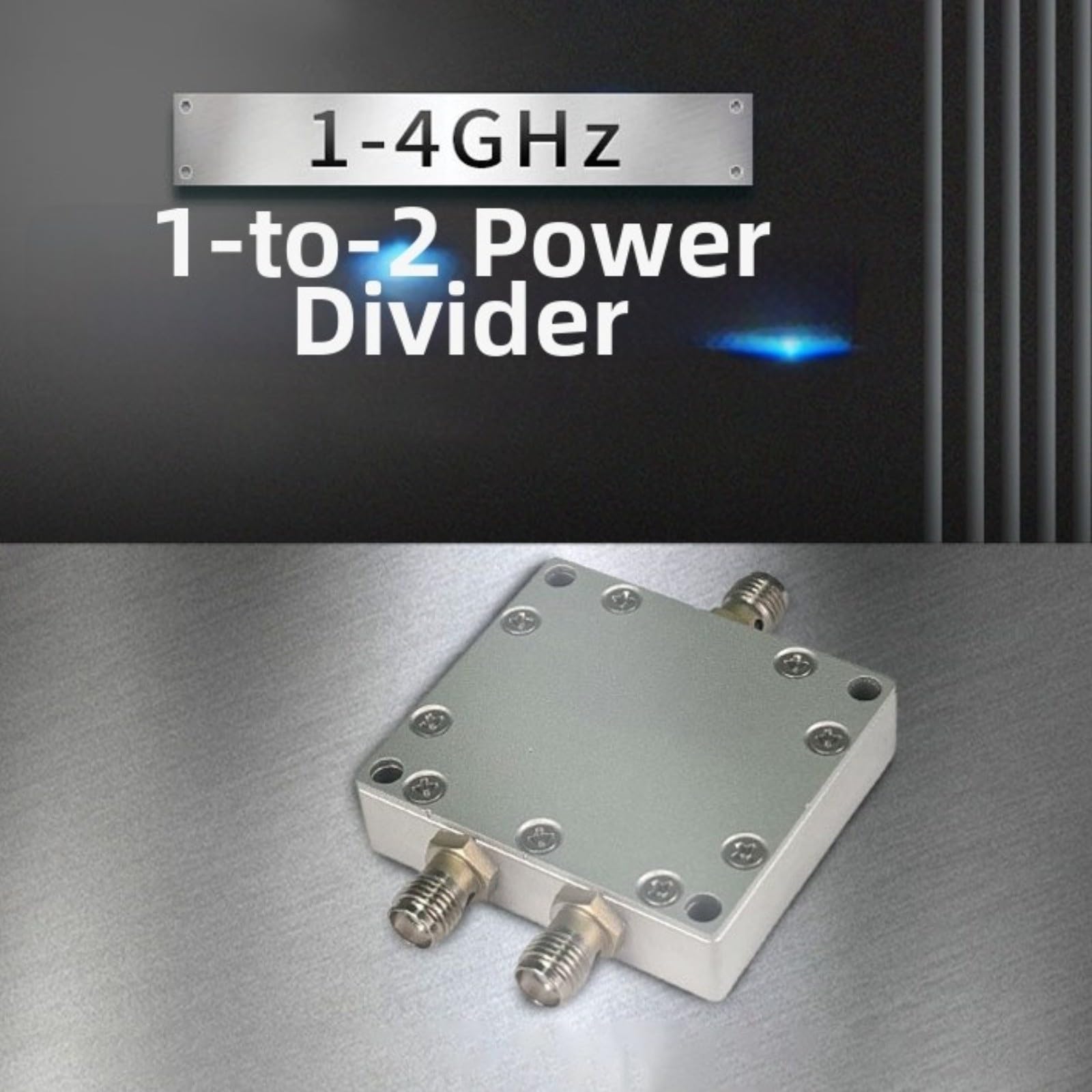 Combinador divisor de potencia de señal 1 a 2, 1GHz-4GHz, baja pérdida 0.5dB, VSWR 1.25, aislamiento de puerto de 24dB, metal para GPS para banda L, plateado