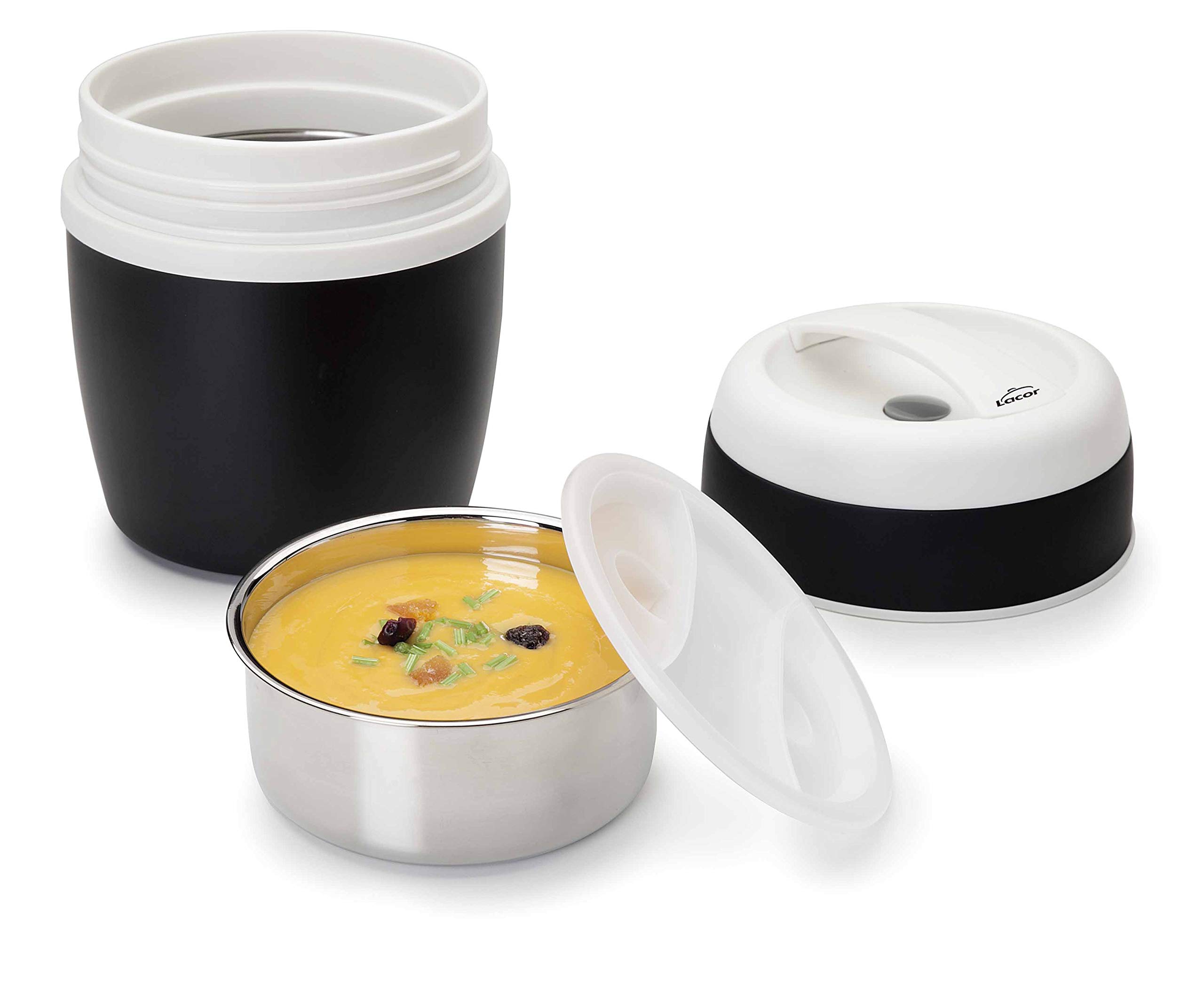 LACOR 62480 - Termo para Alimentos Soft Touch Acero Inoxidable 1 Litro | En acero inoxidable, mantiene bebidas calientes o frías; ideal para cocina profesional y uso diario en casa, de gran utilidad