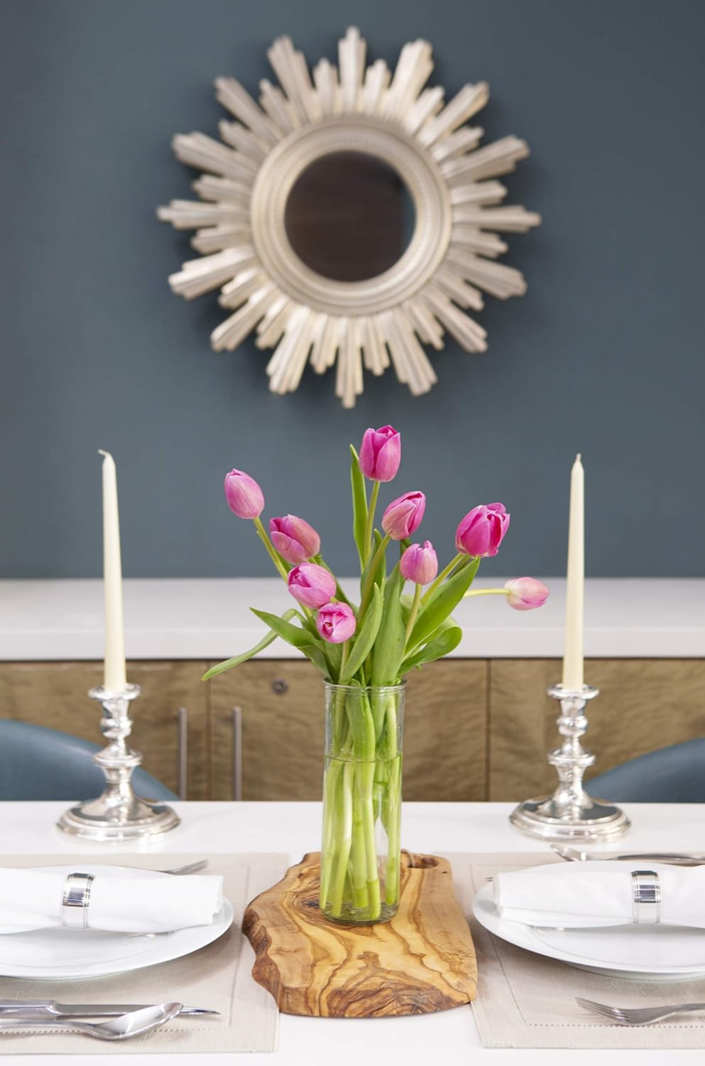 KaBloom - Bouquet of Fresh 10 Pink Tulips with Vase - Fresh Flowers for Birthday, Valentine's & Mother's Day