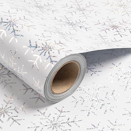 RUSPEPA Christmas Wrapping Paper, Jumbo Roll Snowflake