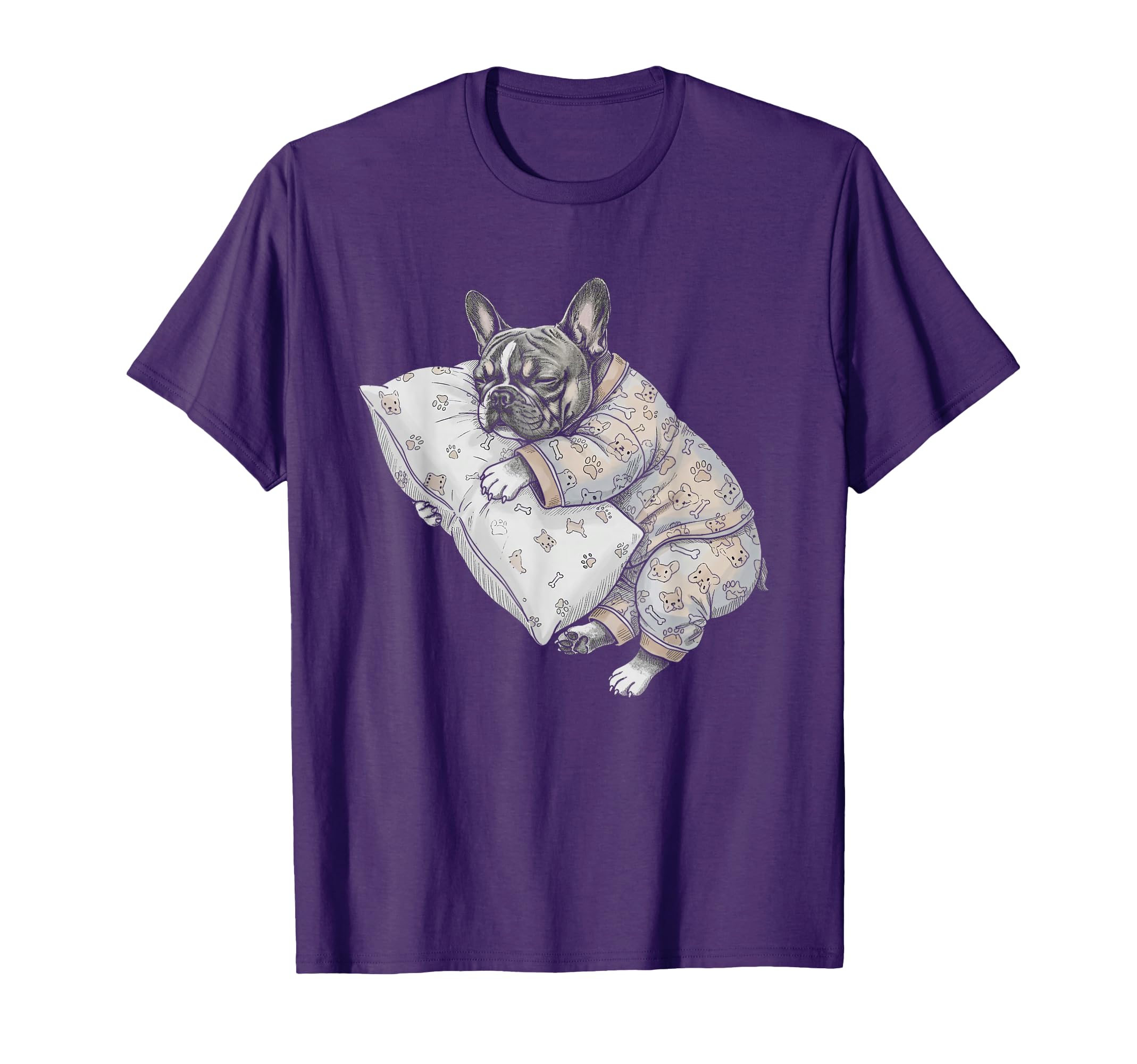 Funny Sleepy French Bulldog Frenchie Pajama Men Women Kids T-Shirt