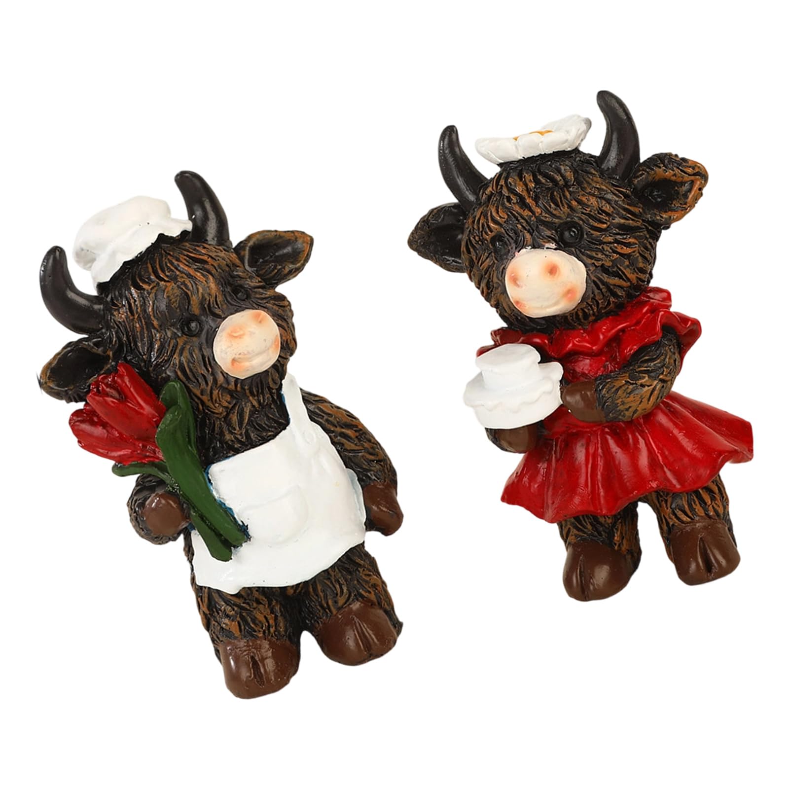 Kaeltsyn Highlands Cow Figurine for Book Shelf Decor, Highlands Cow Animal Statue Calf Lovers Gifts for Outdoor Garden Bookshelf Resin Animal Statue