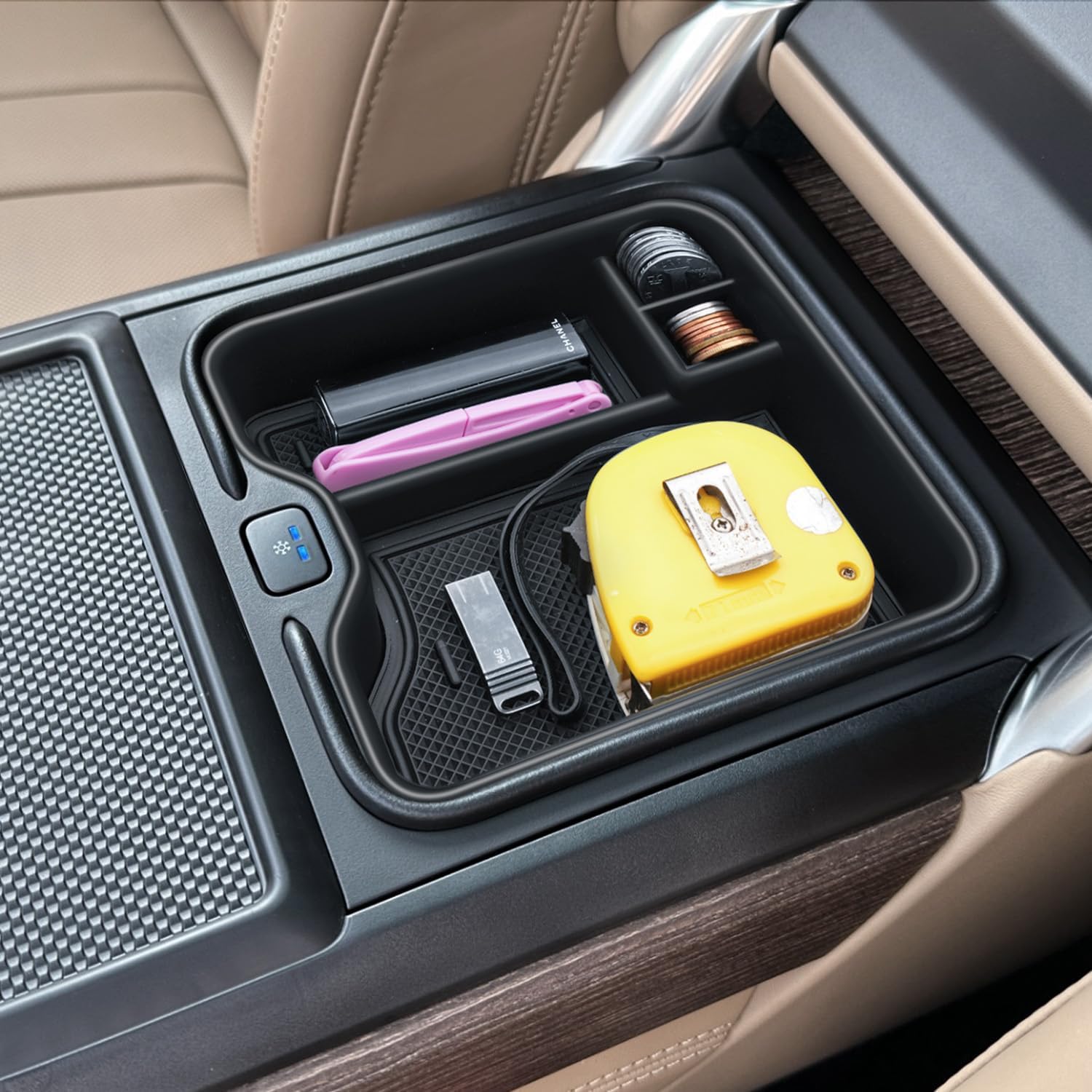 Center Console Organizer for 2023-2026 Range Rover & Range Rover Sport (with Refrigerator), Armrest Storage Box Insert Tray Interior Accessories