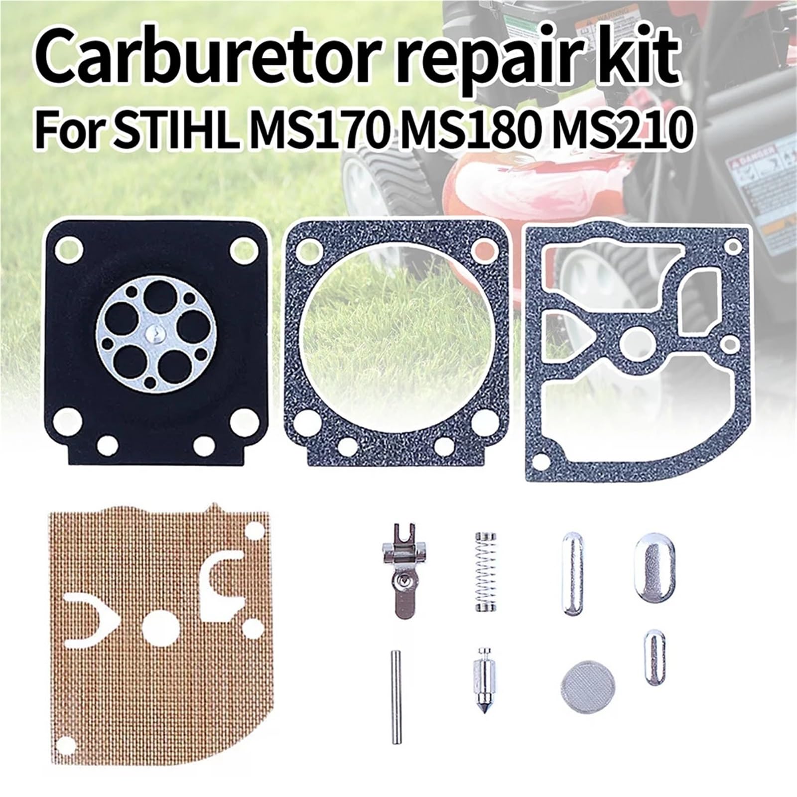 Kit de carburador Kits de reparación de carburador RB-77 compatibles con Zama 180 Zama C1Q-S57B compatibles con motosierras STIHL 017 018 MS170 MS180(Pack of 20)