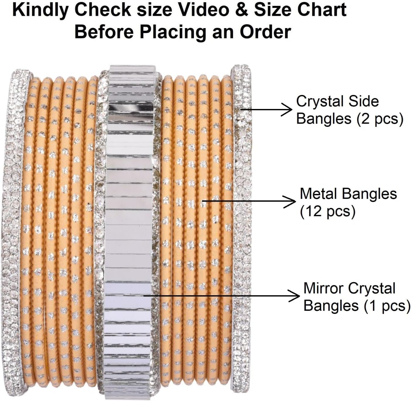 Efulgenz CZ Crystal Indian Wedding Bridal Bangles Set Metal Bangles Rhinestone Bangle Bracelet Jewelry for Women (34 Pcs) - Image 4