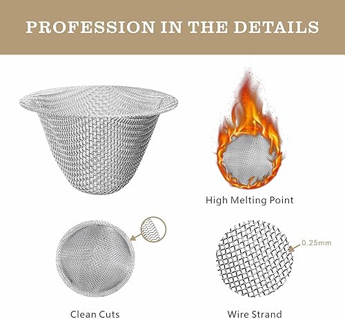 Miniatura 6 de 60 pantallas de tubo de 3/4 pulgadas de malla de acero inoxidable limpias, pantallas de tazón de 3/4 pulgadas, junto con una herramienta de limpieza