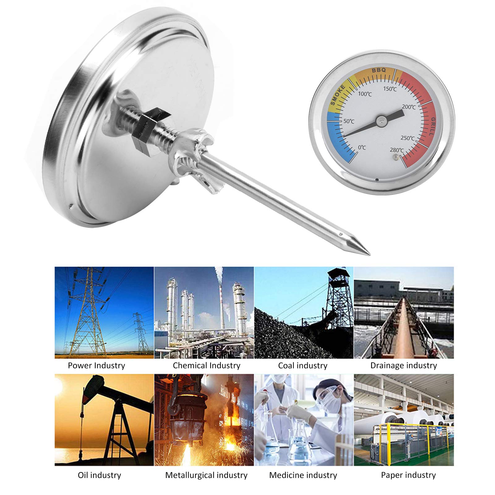 Termometro Da Cucina In Acciaio Inox Per Forni E BBQ - Gamma 0-280°C - Lettura Precisa - Foto 3