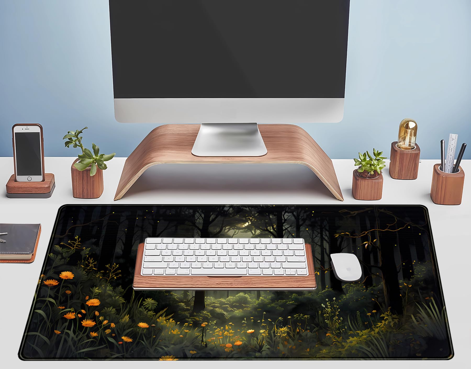 Amazon.com: Dark Forest Desk Mat Mouse pad, Green Nature Deskmat