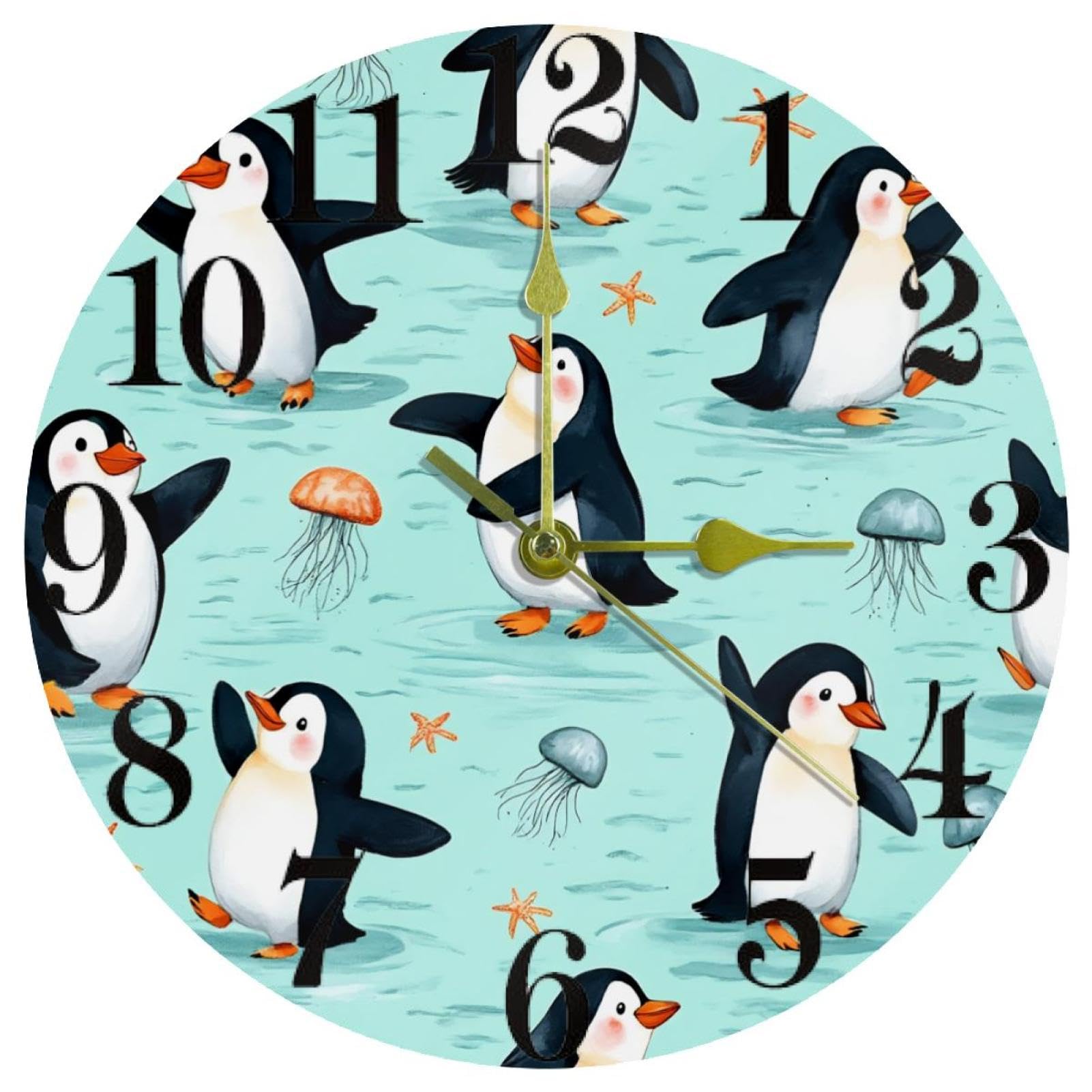 Horloge murale pour école et cuisine silencieuse à quartz à motif étoiles de mer
