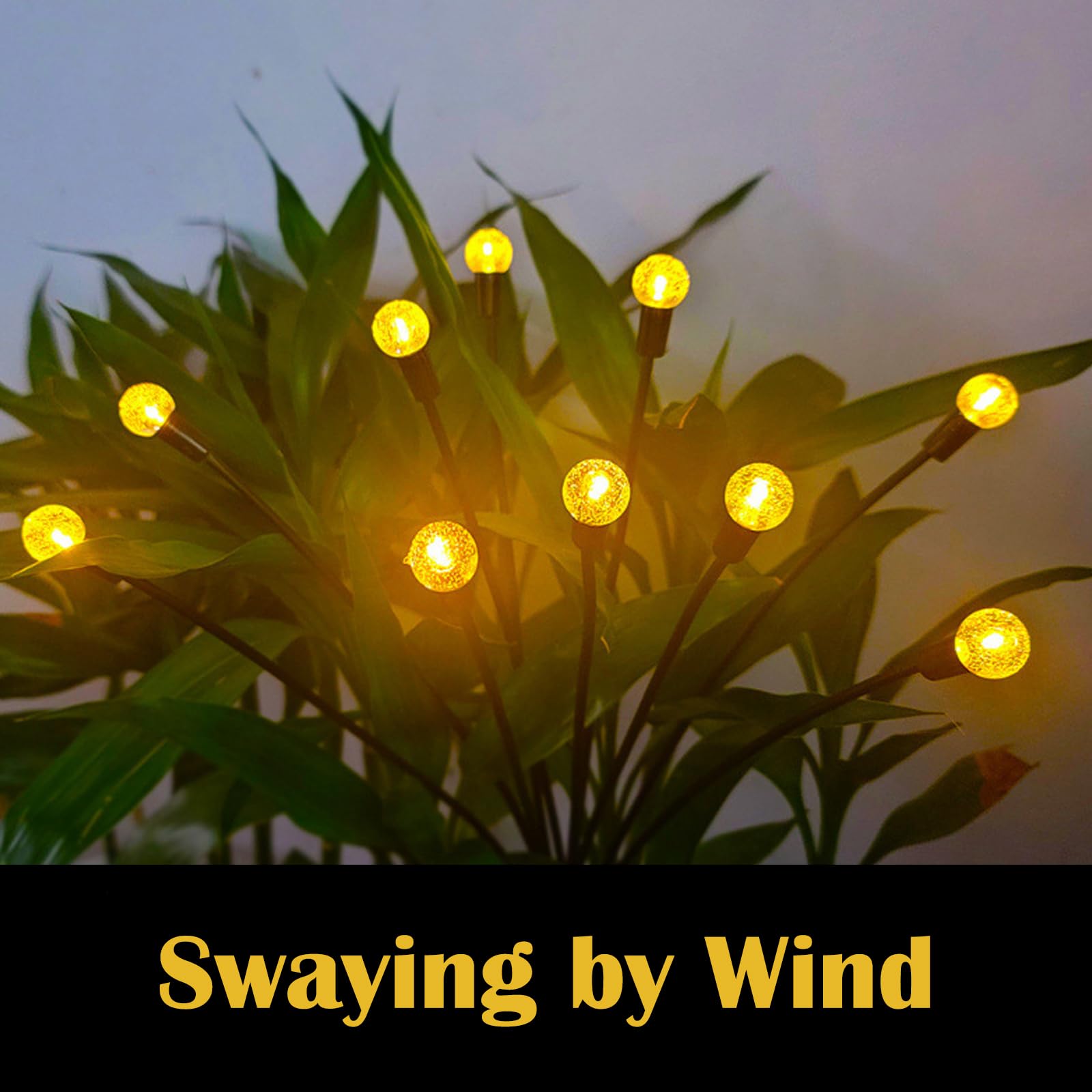 FOMOMDI Firefly Solar Garden Lights, 10 LED Crystal Ball Sway by Wind - Image 4