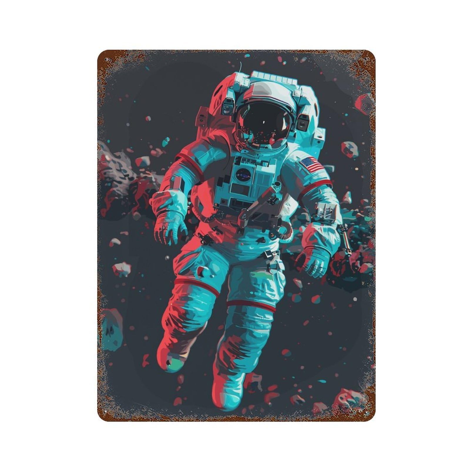 Rust Effect Meteor Galaxy Obstacle Vintage Rust Metal Sign 15.7"x11.8", Classic Wall Plaque for Shed, Workshop And Garage Wall Decor