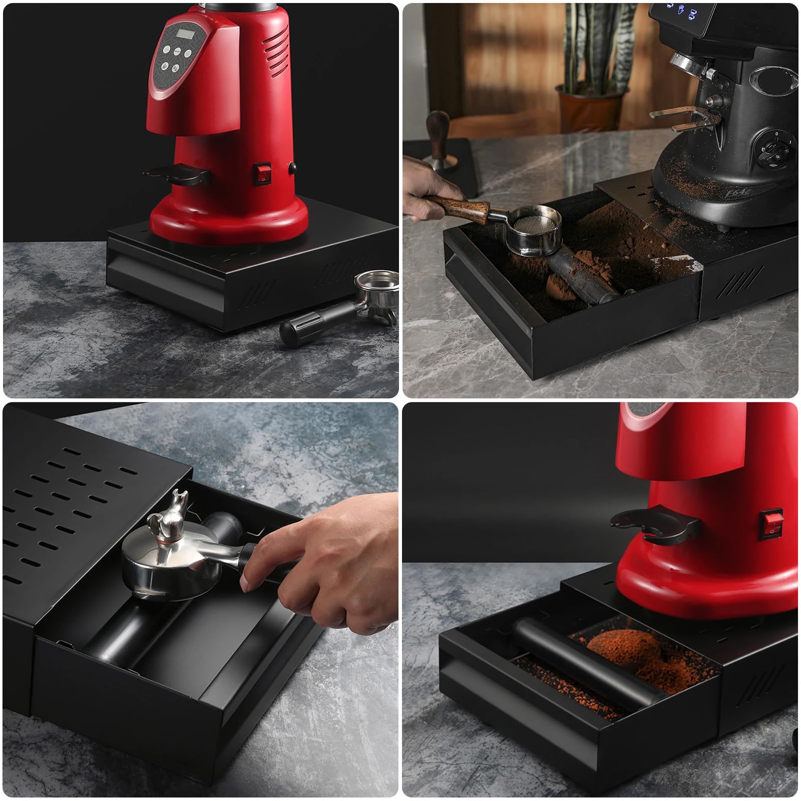 Tiroir à Marc De Café En Acier Inoxydable 27x12,5x6,5 Cm – Knock Box Professionnelle Avec Barre Caoutchoutée Et Tiroir Amovible