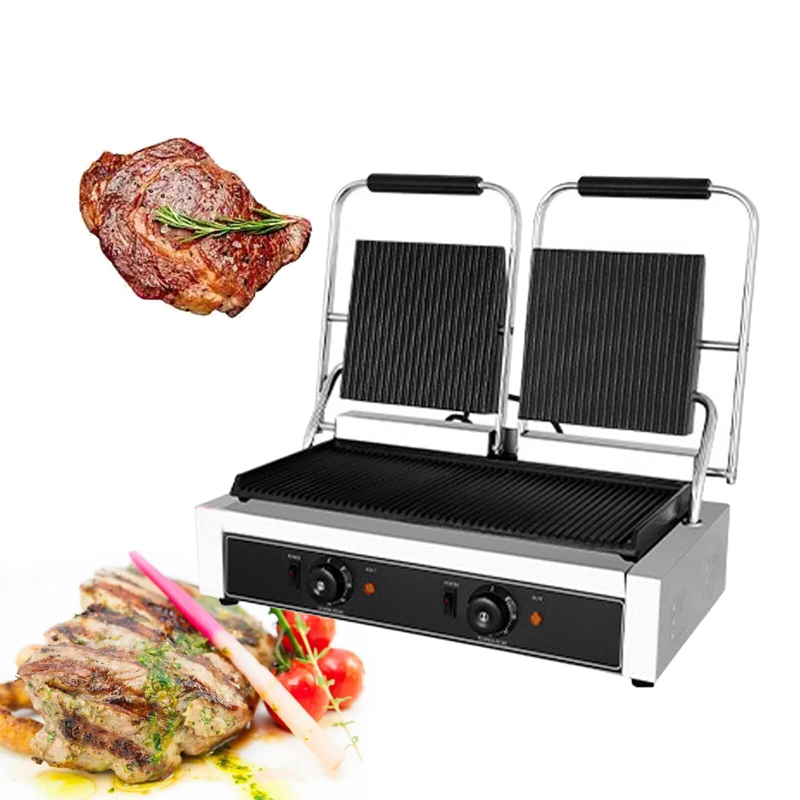 Large Electric Griddle Hot Cooking Plate, Commercial Stainless Steel Adjustable Countertop BBQ Grill, Heavy Duty Nonstick Cast Iron for Home & Restaurant Use, Fast Heating, Easy Cleanup