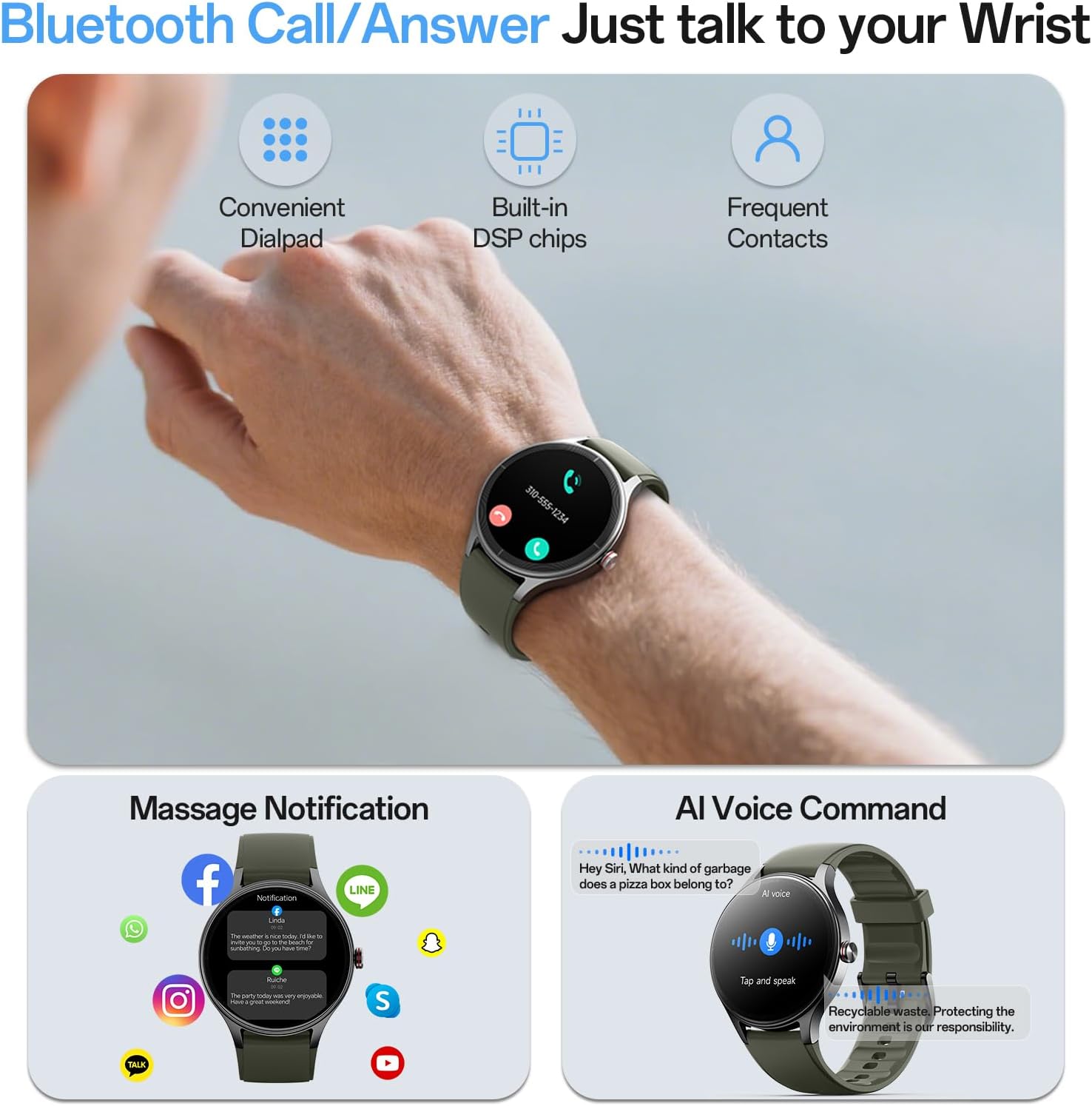 Woneligo Smart Watches for Men,1.57" HD Touchscreen with Bluetooth Calls (Make/Answer),110+ Sport Modes IP68 Waterproof Fitness Tracker with Heart Rate/Sp02/Sleep Monitor(Black, 1.57)
