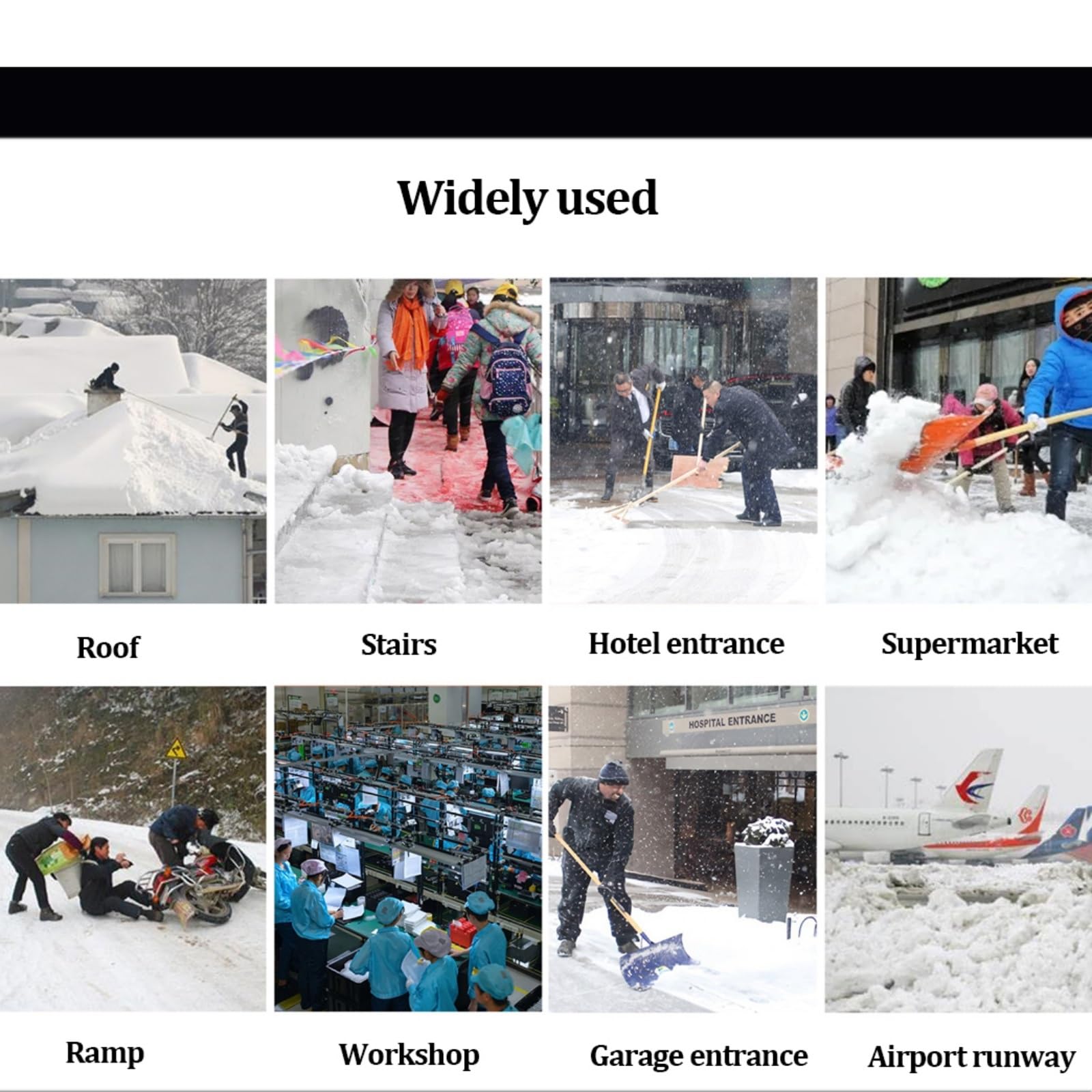 Tapetes calefactables para derretir Nieve al Aire Libre, Sistema de derretimiento de Nieve, Almohadillas de derretimiento rápido de Nieve y Hielo (1 Unidad, Negro)(14.17 * 118.11in)