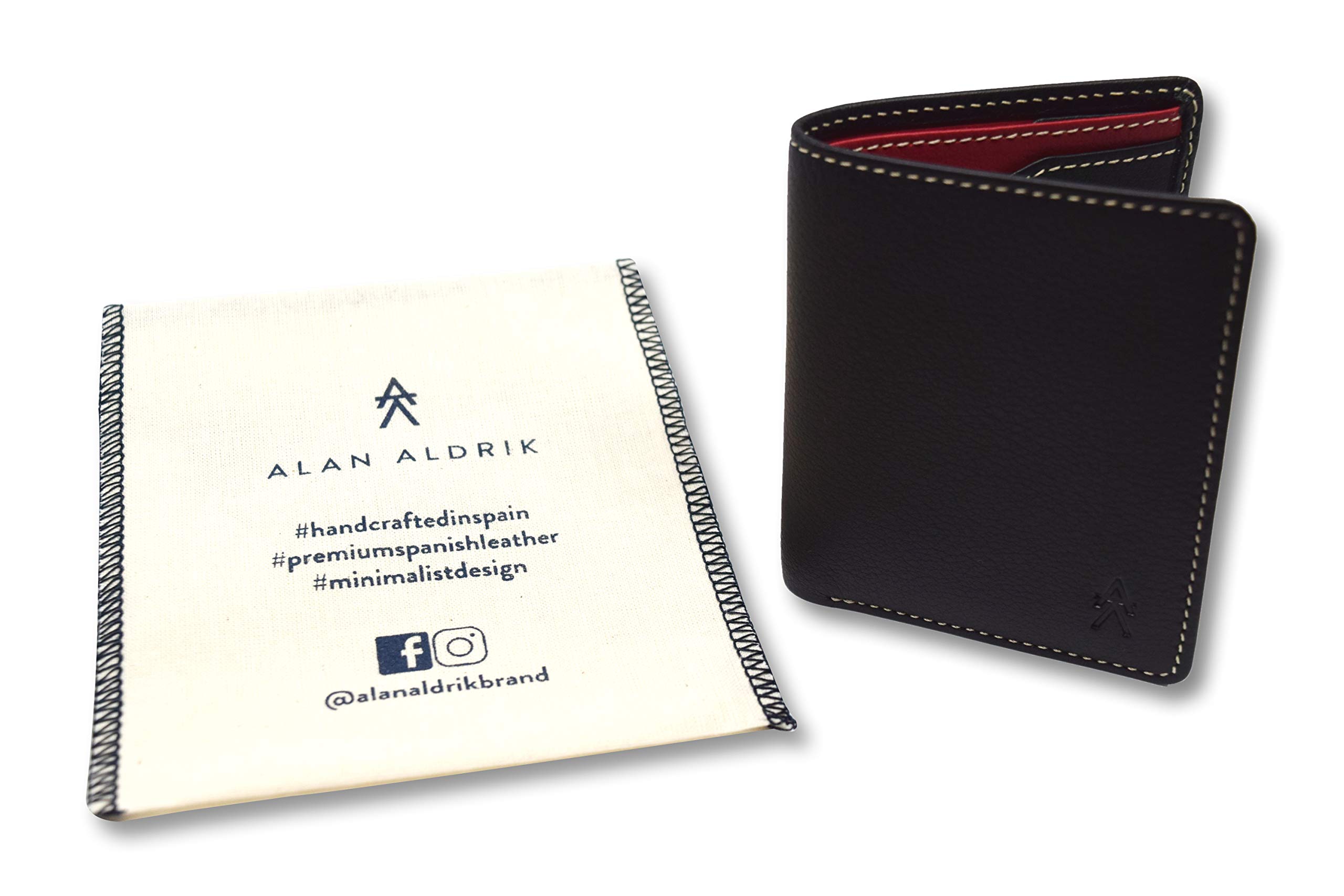 Cartera Hombre Slim de Piel Auténtica, Tarjetero RFID hasta 12 Tarjetas, Billetera Fina Hecha a Mano en Ubrique, España, 3 Años de Garantía