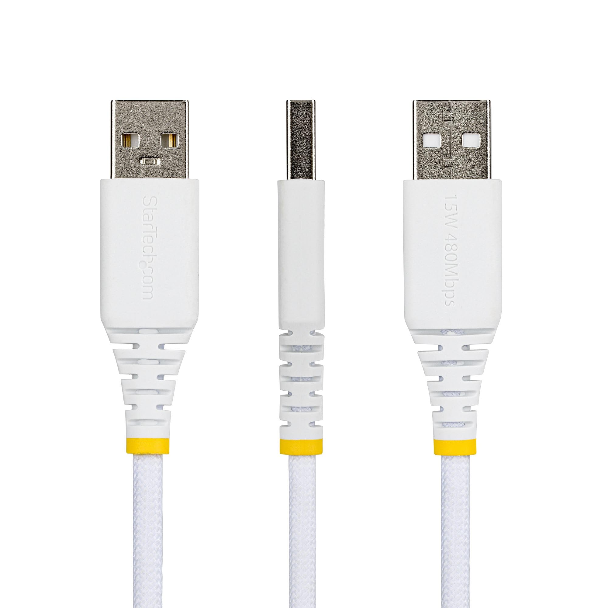 StarTech - Confezione da 5 cavi di ricarica rapida da USB-A a USB-C, 15 W 3 A, rivestimento in nylon/TPE intrecciato a doppio strato, cavo di ricarica resistente da USB-A a tipo C, cavo di ricarica