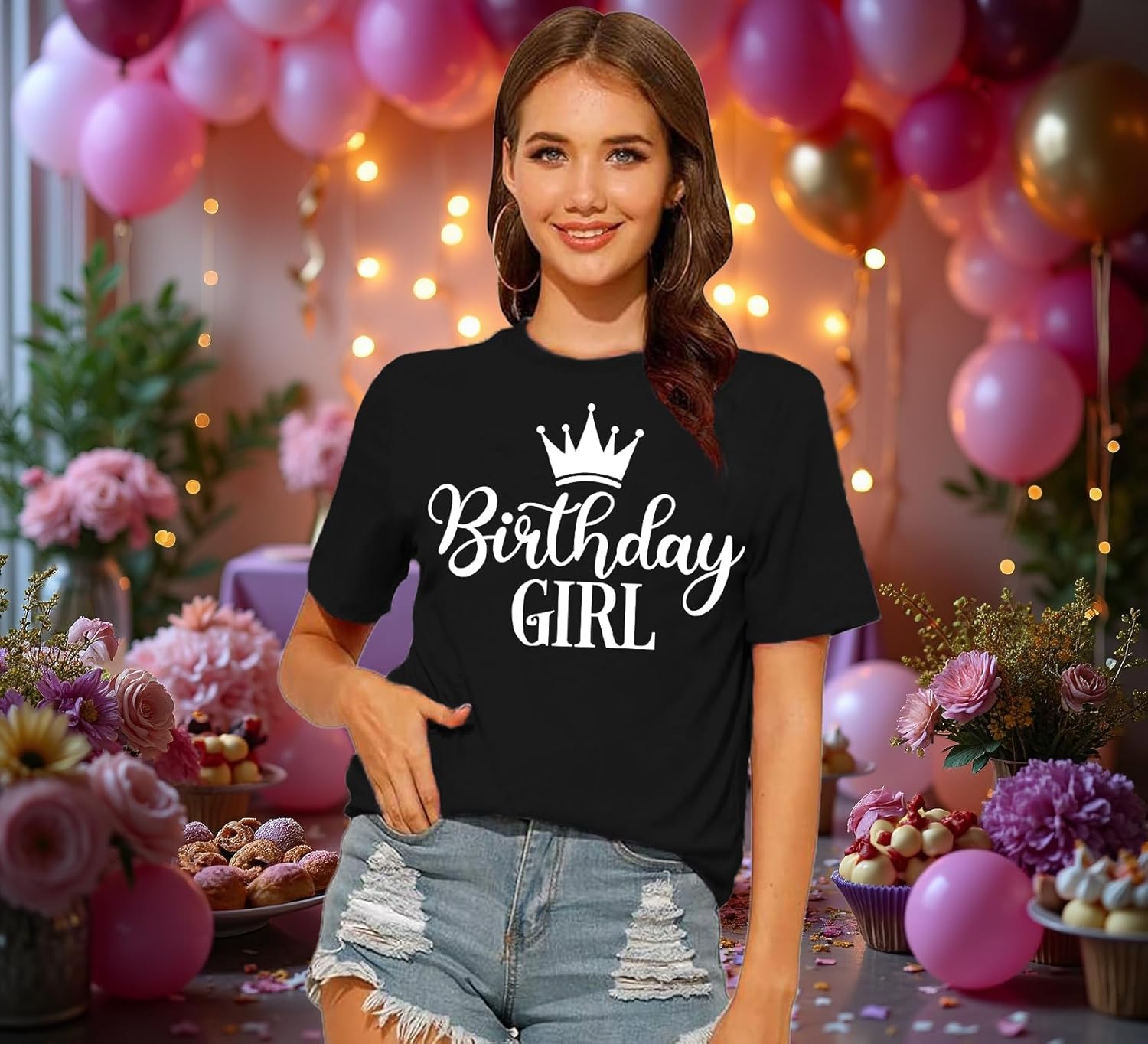 Birthday Girl Shirts for Women Happy B-Day T-Shirt Birthday Squad Tee Tops - Image 4