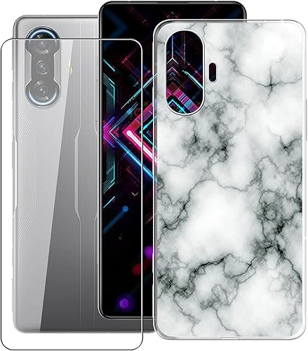 Funda de teléfono para juegos Redmi K40 (6.67 pulgadas), con 1 película protectora de vidrio templado, carcasa de TPU suave transparente ultrafina
