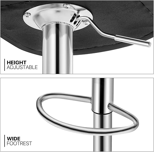 Miniatura 67 de MoNiBloom Juego de 2 taburetes de bar ajustables de piel sintética, giratorios, altura de mostrador, moderno taburete cuadrado con respaldo para