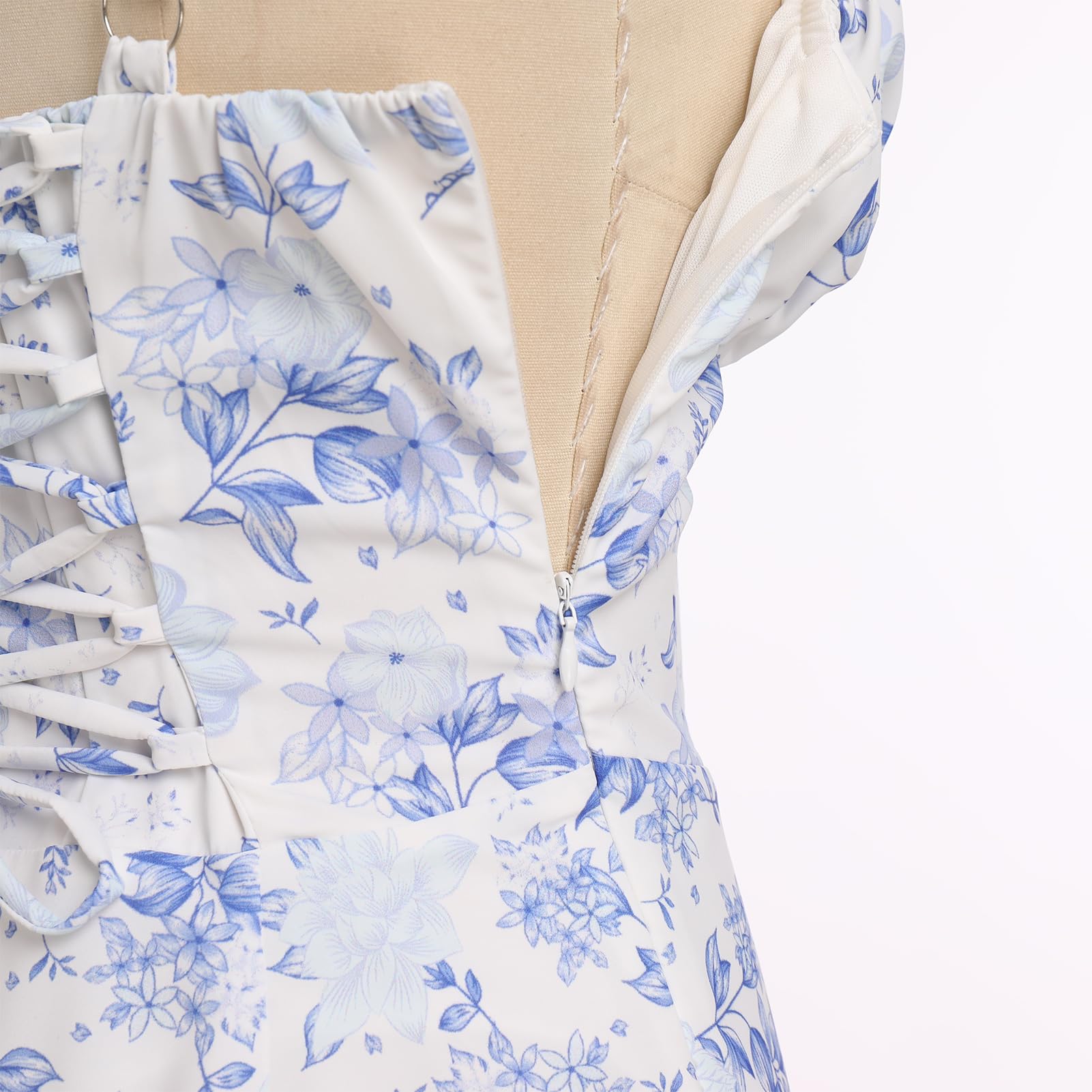 Odizli Abito estivo da donna, sexy, senza maniche, con spalline sottili, stile bohémien, floreale, con spacco