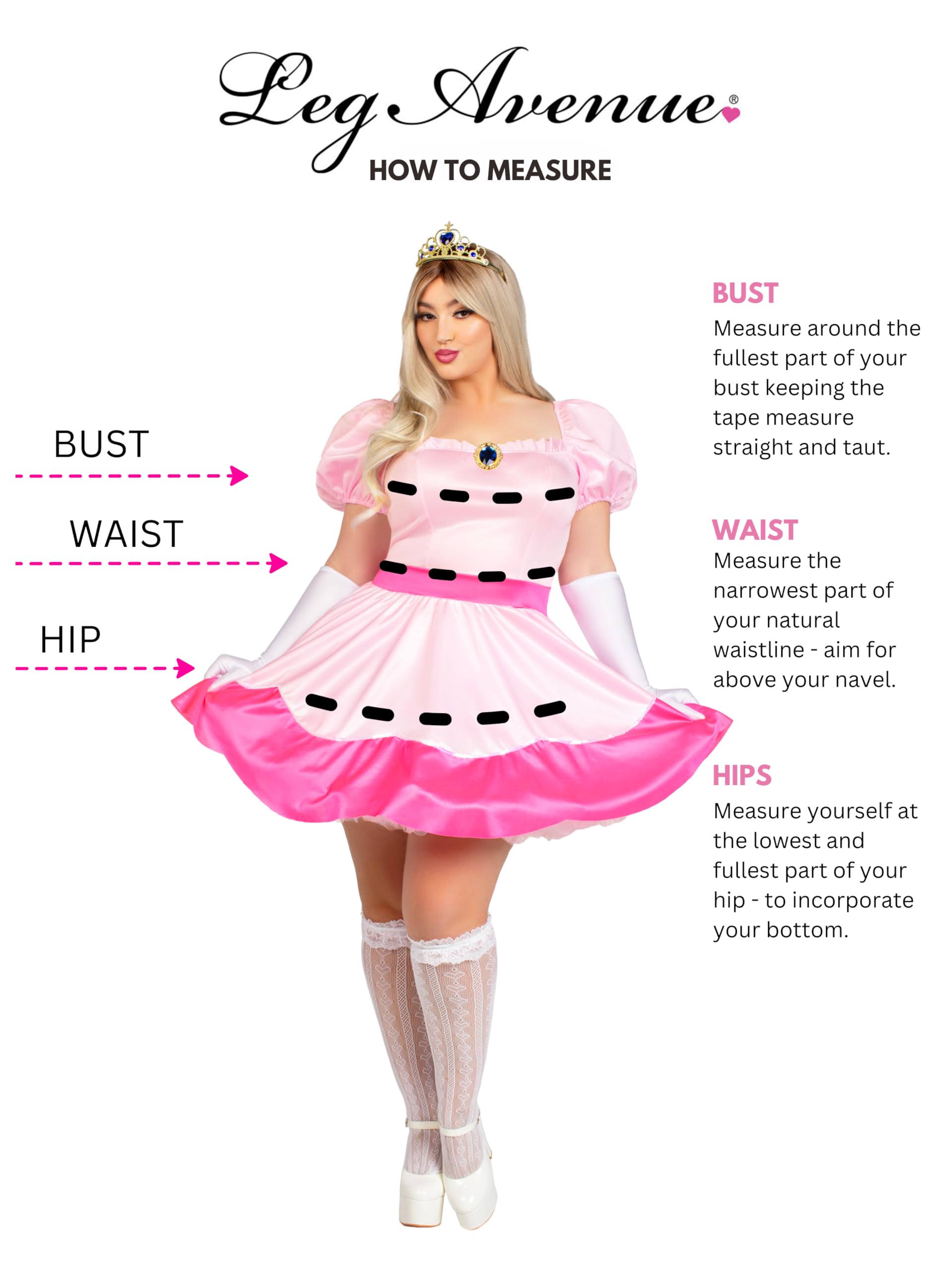 Leg Avenue Damski Plus Pink Princess Dress kostium, 3X-4X