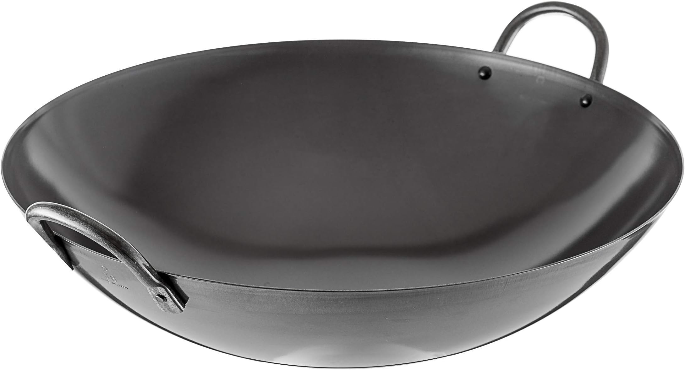 14" Japanese Carbon Steel Wok - Professional Quality, Round Bottom, Traditional Asian Stir Fry, Sauté & Steam Pan - Authentic, Two-Handled, Made in Japan