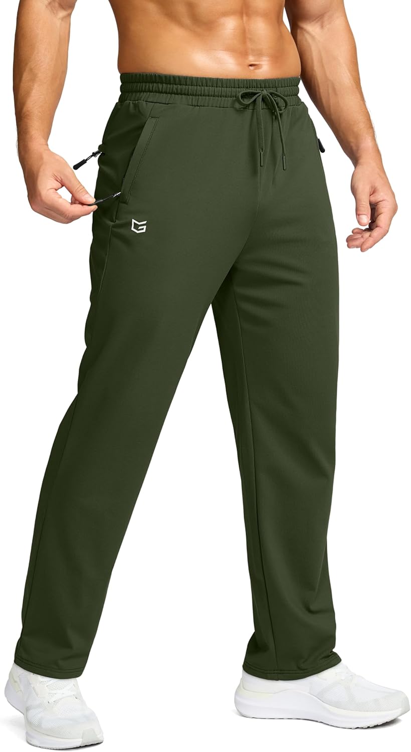 G Gradual Men's Fleece Lined Pants with 3 Zipper Pockets Water Resistant Winter Warm Hiking Pants Athletic Sweatpants for Men