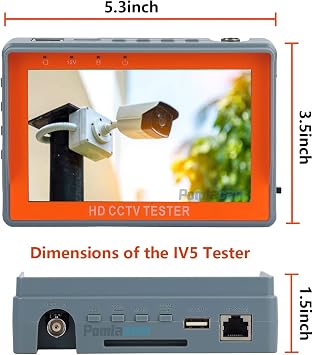CCTV Test Monitor IV5 Portable Tool 5 inch LCD Screen 8MP HD AHD Tester Monitor TVI CVI CVBS Support UTP PTZ Audio Test CCTV Tester