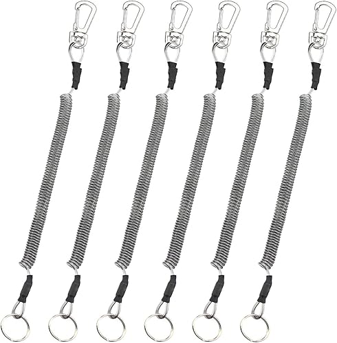 Booms Fishing T4 cordón o cuerda de seguridad en espiral, Cuerda de alambre de acero interior con langosta, se expande hasta 59 pulgadas.