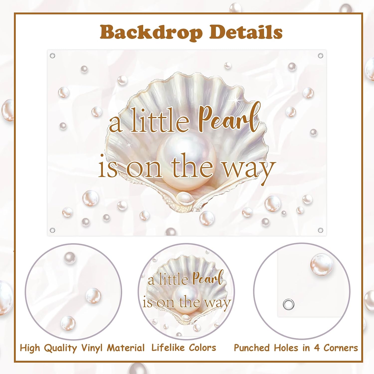 Pearl Theme Baby Shower Decorations A Little Pearl Is On The Way Backdrop Banner 4.92x3.28ft Pear-Shell Party Under The Sea Baby Shower Decors Mermaid Sparkling Pearls Decor for Gender Reveal