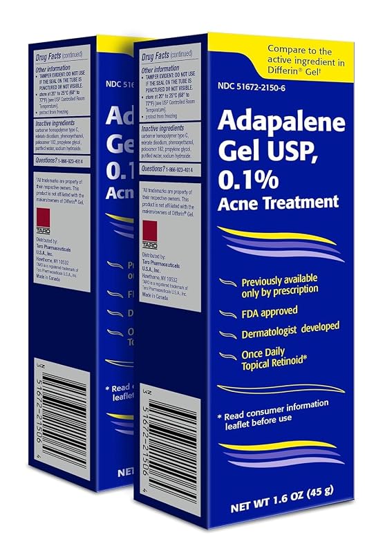 Gel facial TARO com adapaleno 0.1% USP, sem parabenos, 2 unidades de 47 mL
