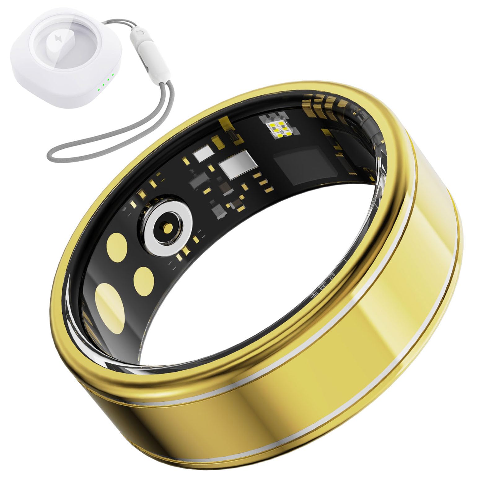 Smart Health Ring, Fitness Tracker Ring for Women Men, Gold 12 | Monitoring of Pedometer, SpO2, Sleep Quality, Heart Rate, No Subscription Fee, Sport Rings for iOS &amp; Android