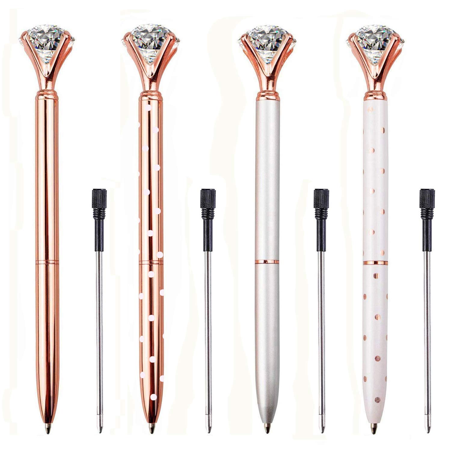 Diamond Pens Large Crystal Diamond Ballpoint Pen Bling Metal Ballpoint Pen Office and School 4pack — view 2