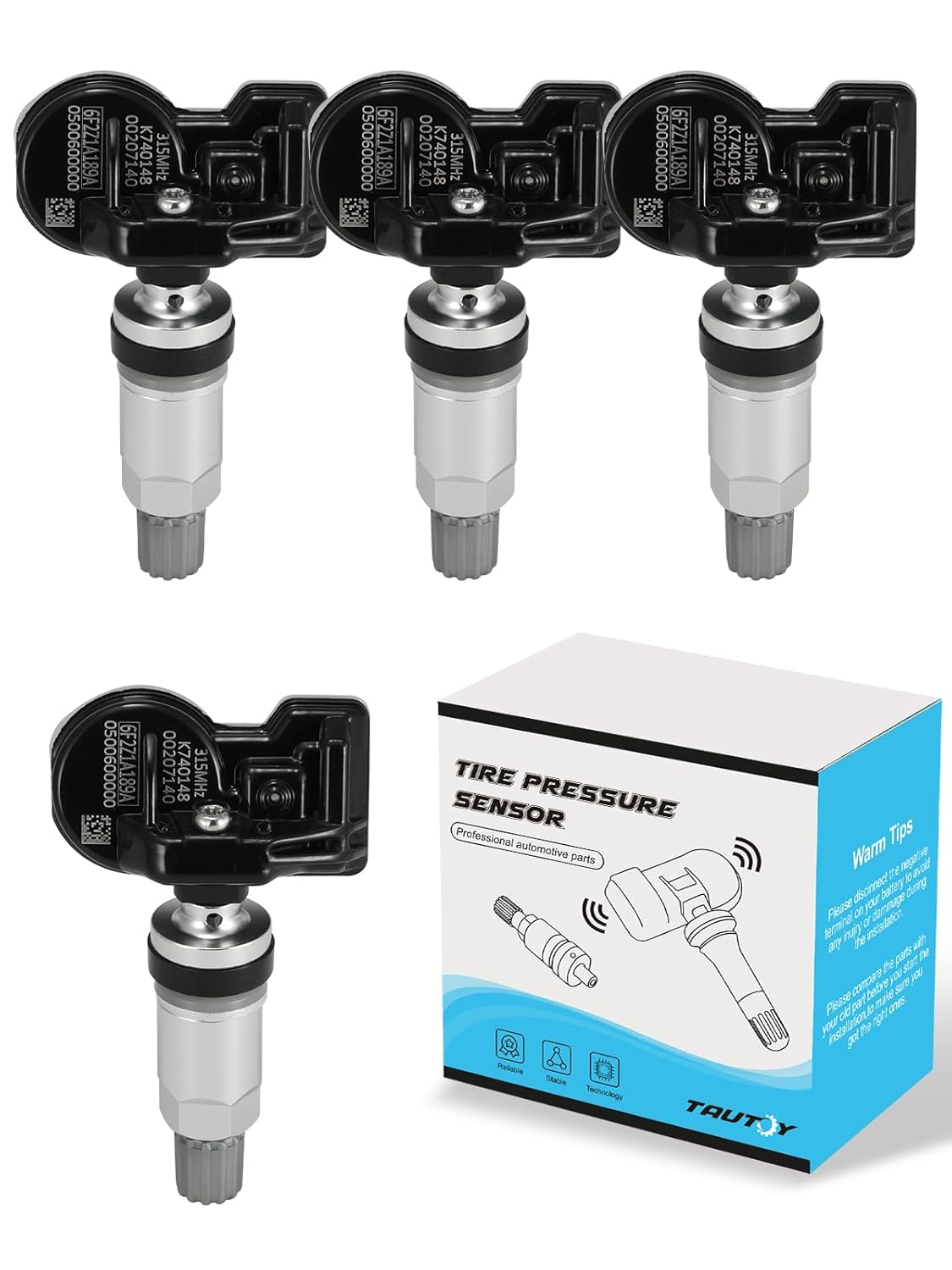 upgrade Tire Pressure Sensors 315MHz TPMS for Ford 2005-2011 Escape Edge Expedition Explorer Flex Focus F-150 Fusion Mustang Lincoln MKS MKT MKX MKZ Mazda Mercury Replace# 6F2Z1A189A 7L1Z1A189A