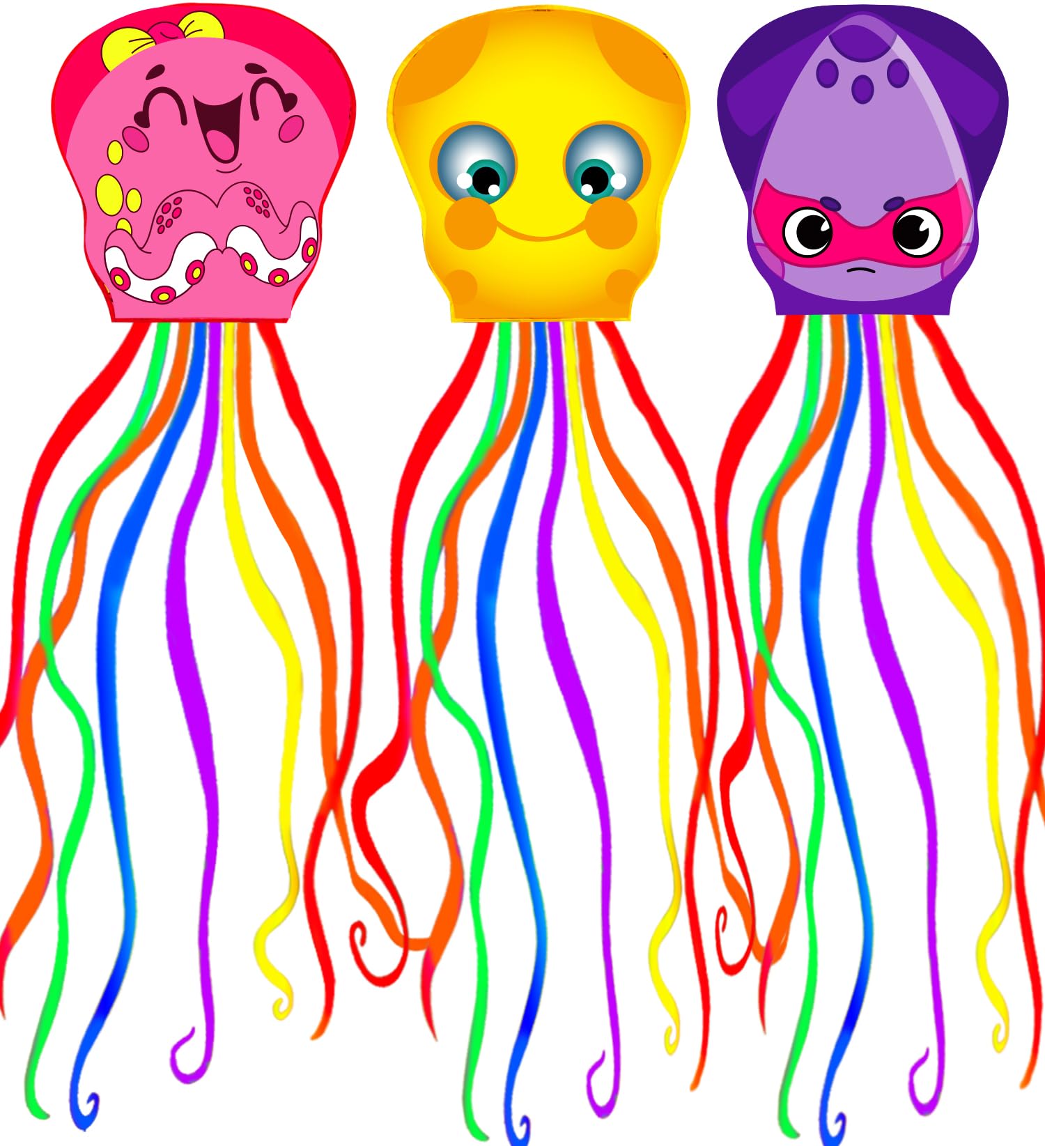 3 Packs Cartoon Octopus Kite for Kids and Adults, Easy to Fly, Exquisite Fabrics and Unique Structure Design, Excellent Outdoor Games and Activity Toys, Suitable for Beginners (Style 2)
